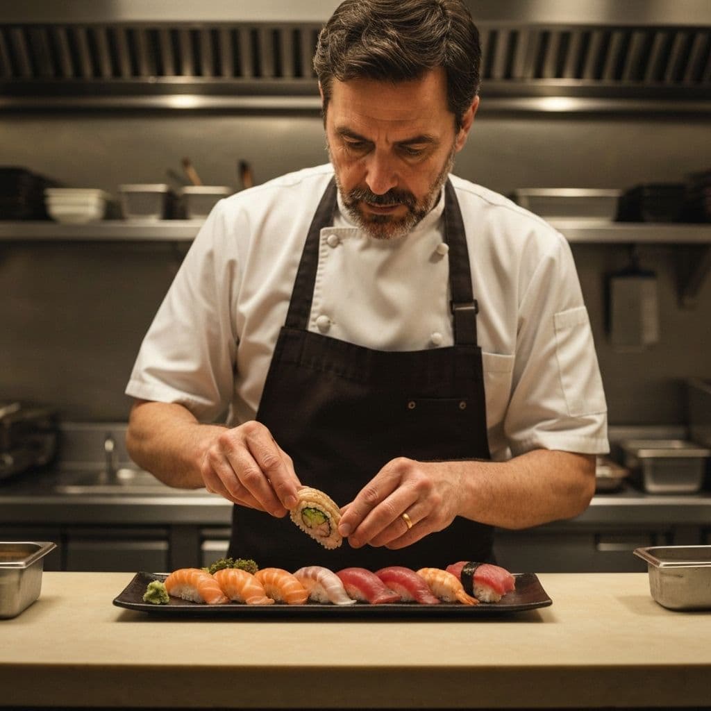 Šéfkuchař připravující sushi